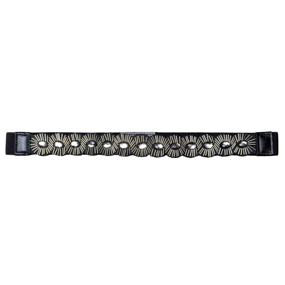 Altar'd State Retro Rhinestones Embellished Stretch Women's Black Belt